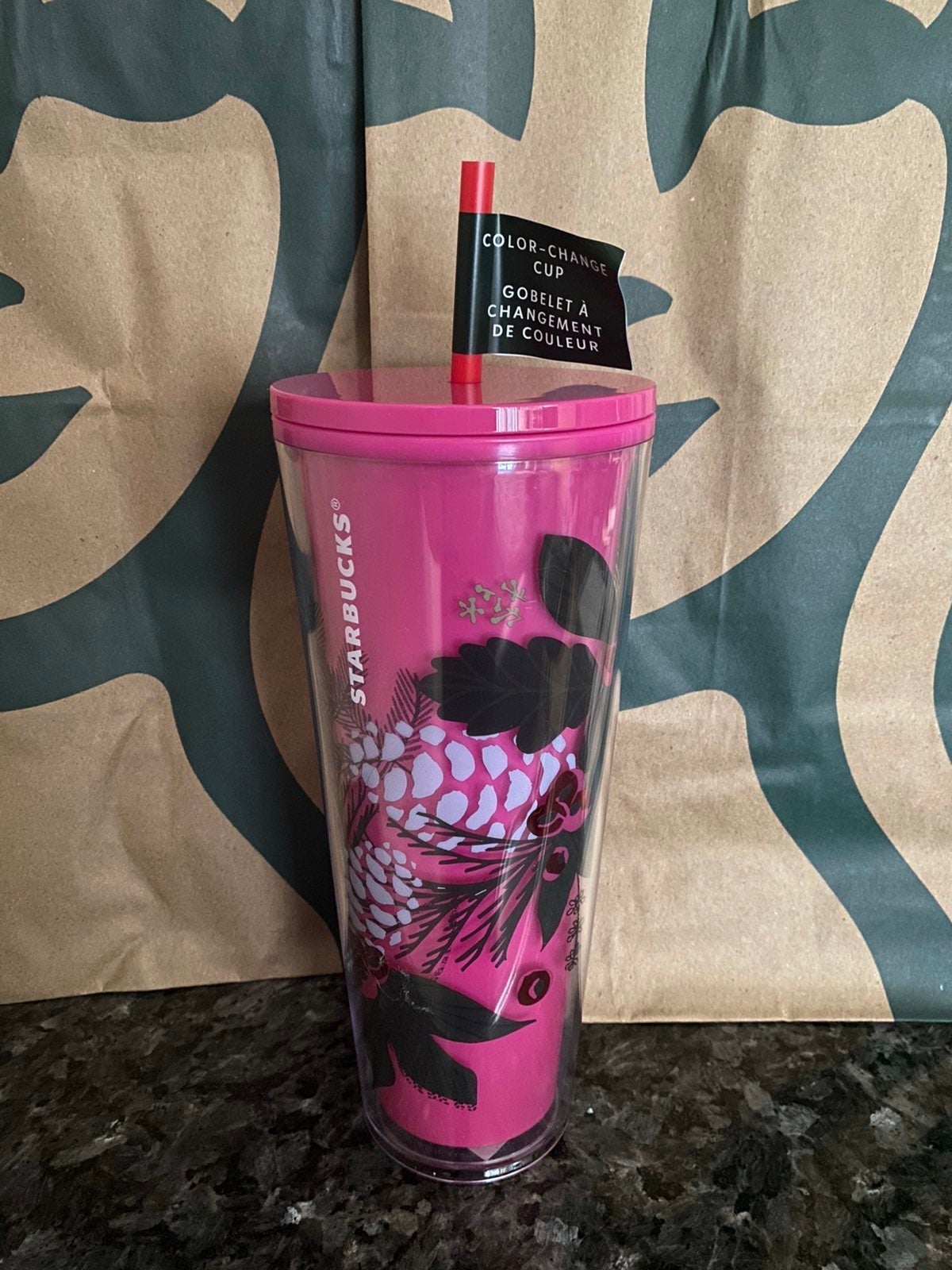 Starbucks Tumbler - Pinecone Color Changing - Pink - Winter 2021 - Venti 24oz