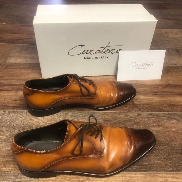 EUC Curatore Enzo Tan Plain Toe Oxford Box + Dust Bag - sz 10.5 D