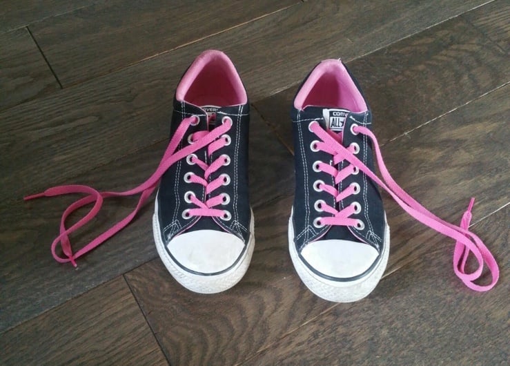 Converse Chuck Taylor All Star Canvas Black Pink shoes size 5 girls kids
