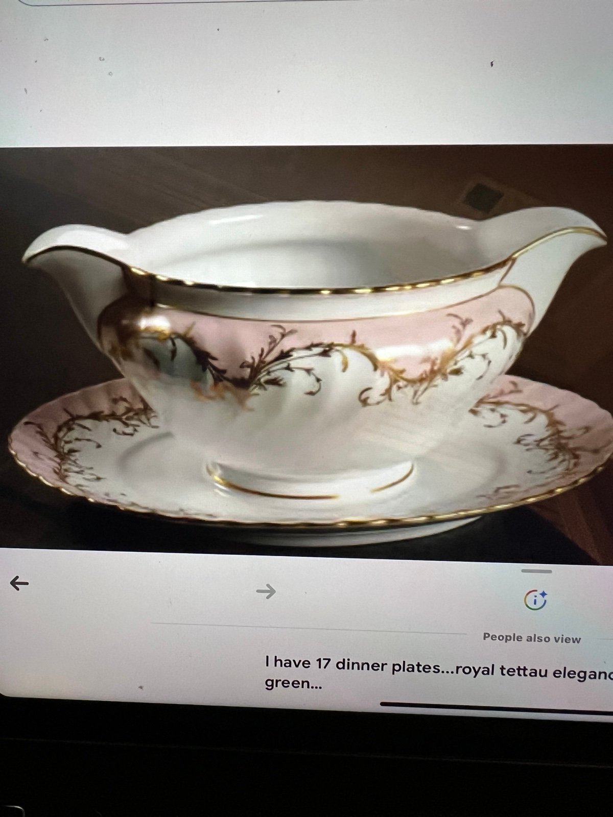 Royal Tettau Germany 1794 Elegance Rose Pink Gravy Boat with Attached Underplate