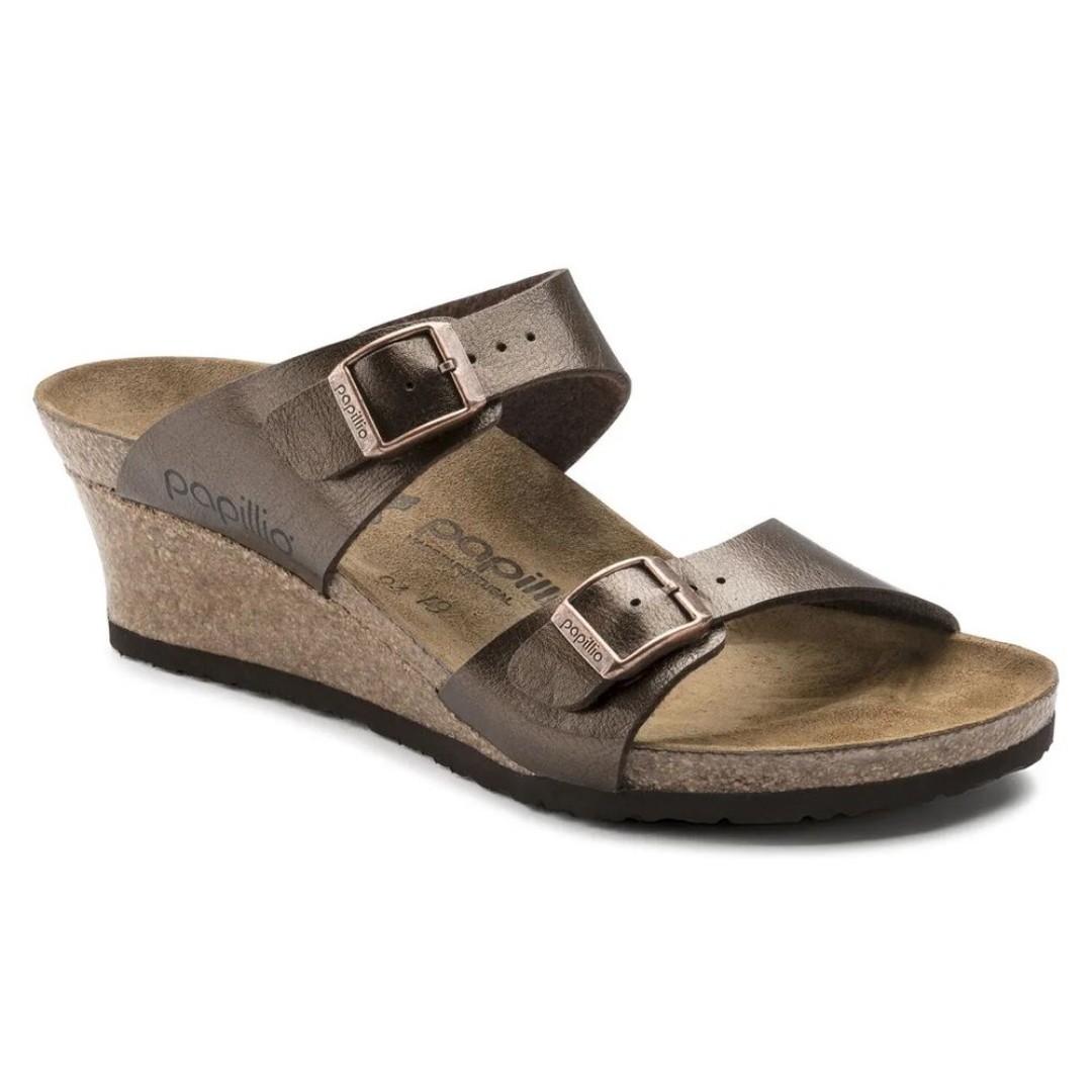 Papillio Dorothy Sandal Brown 2 Strap Adjustable Wedge Sz 39 Narrow width