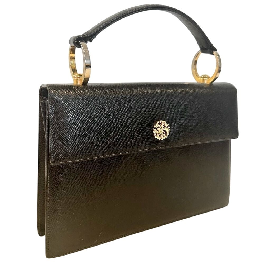 Bags By Dorian Vintage Faux Leather Purse Handbag 60s Women's 9 Black Gold
