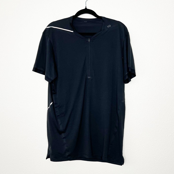 Lululemon Men Large XL All Terrain Short Sleeve Athletic Running Tee Quarter Zip