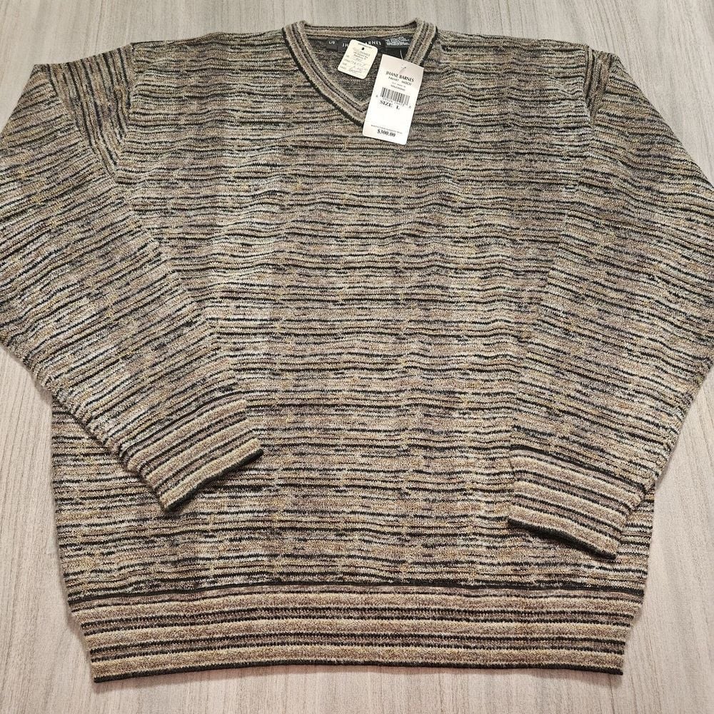 Vintage Jhane Barnes NWT Men's Sweater Colorful L Wool Blend Grandpa Coogi Like