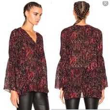 IRO Appoline Burgundy Paisley Long sleeve blouse / Tunic 34 / 2
