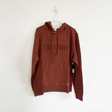 Spiritual Gangster Warrior Embossed Cotton Hoodie Sweatshirt Rust Brown Large