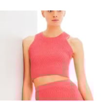 Johnathan Simkhai Criss Cross Hex Pink Halter Top Sz Sm