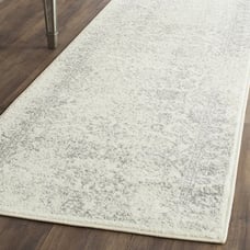 Traditional Runner Rug, Ivory/Silver, 2'6 x 14' -R