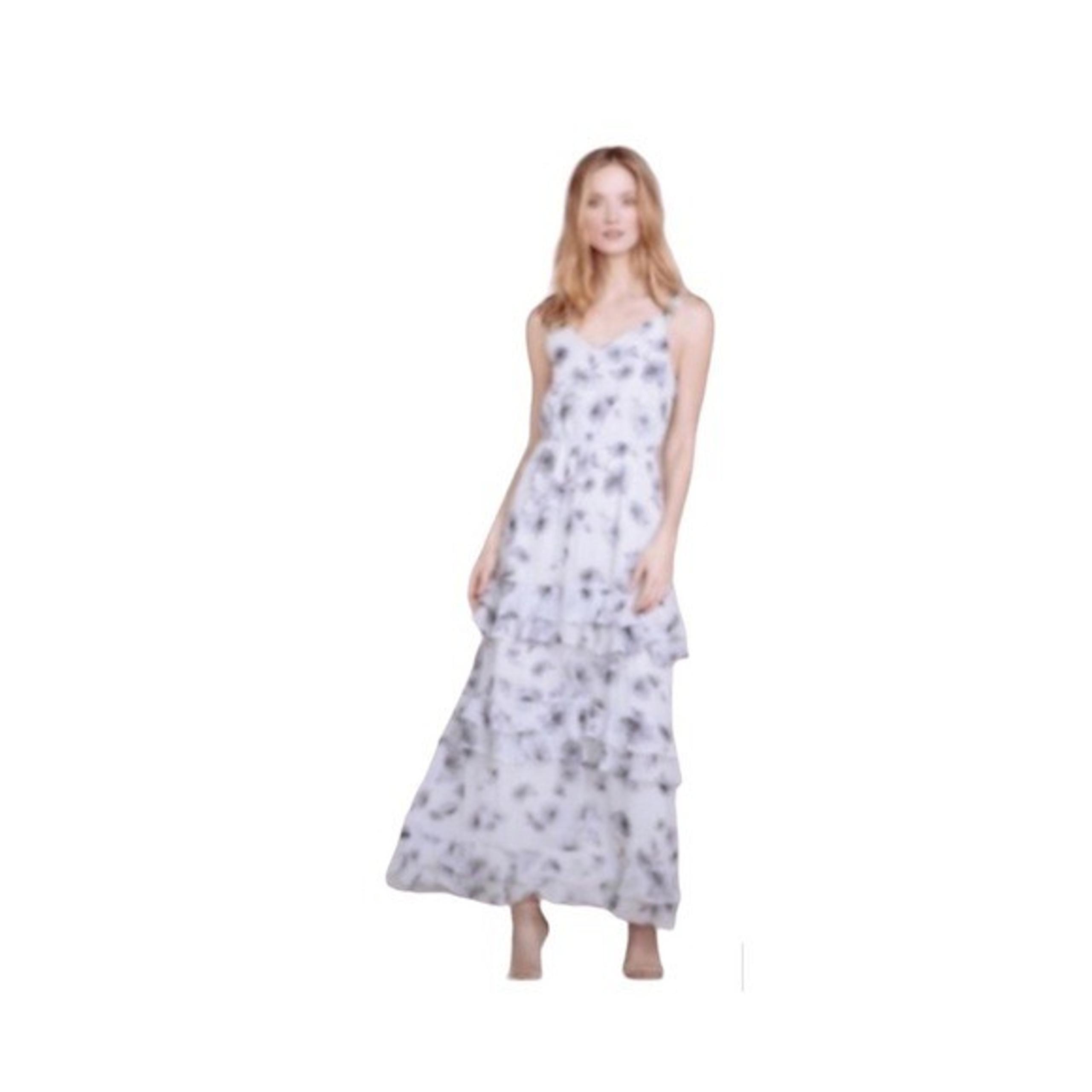 LC Lauren Conrad Womens Gray Blue Floral V Neck Sleeveless Maxi Dress Sz 4 NWT