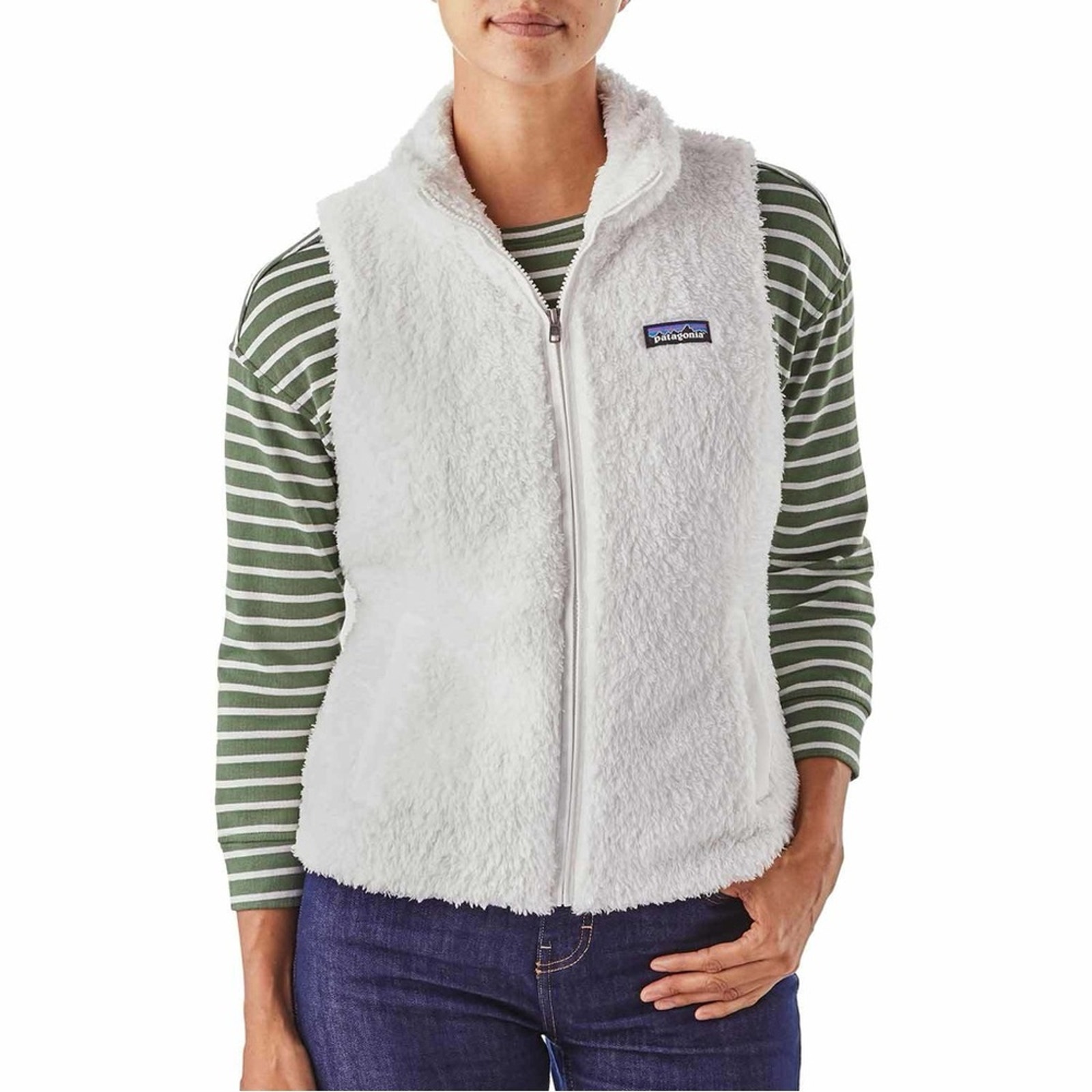 Patagonia Women’s Los Gatos Vest Full Zip Up Sleeveless Fleece Jacket White M