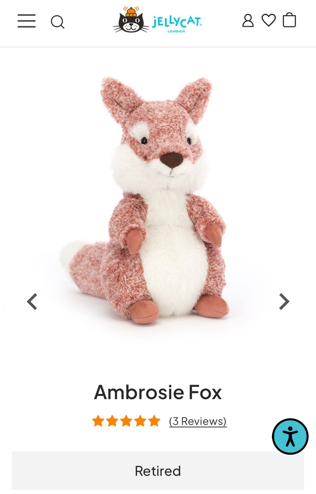 Jellycat Ambrosie Fox (Retired - Rare!)
