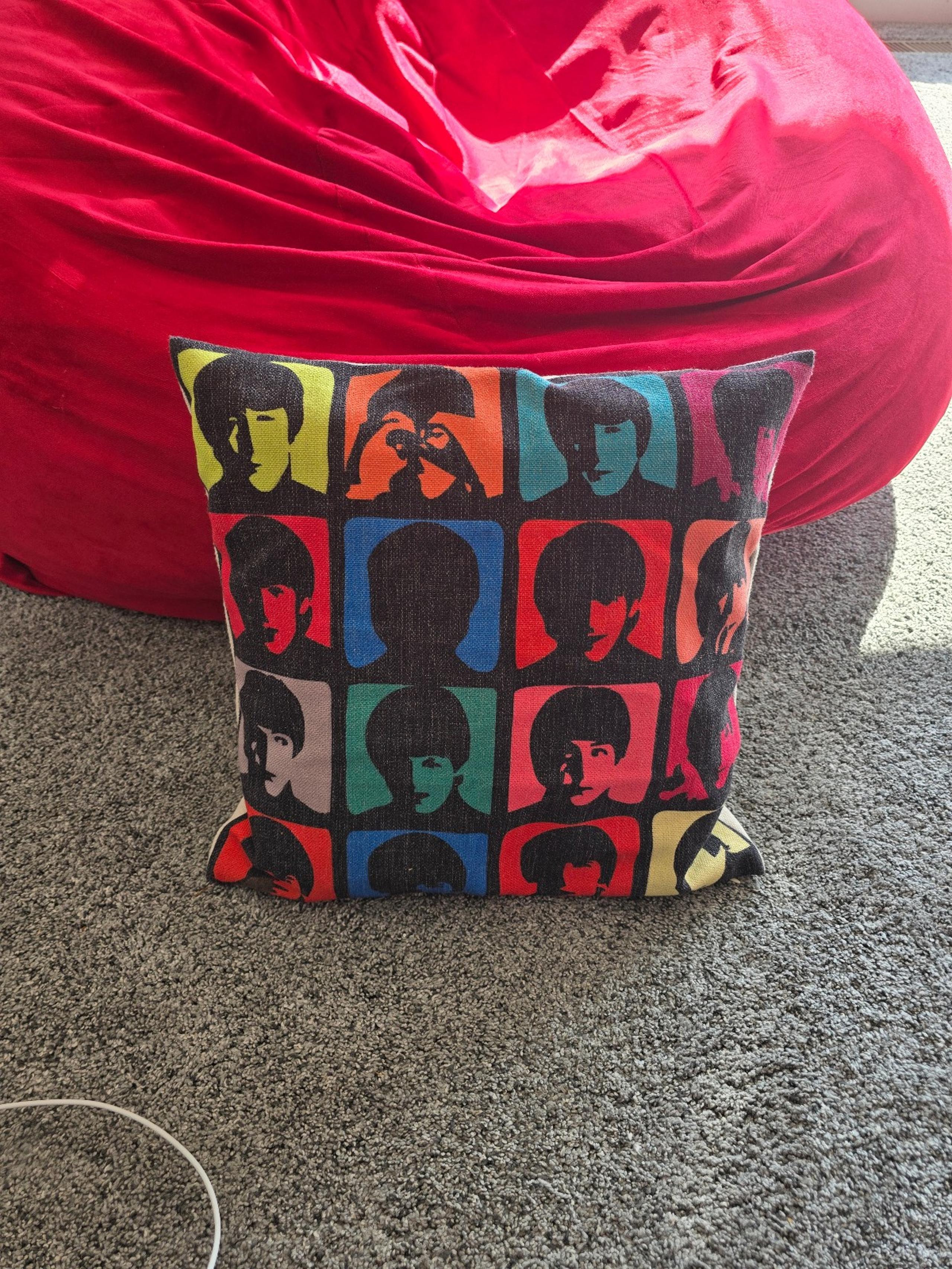 Colorful Beatles Pop Art Pillow
