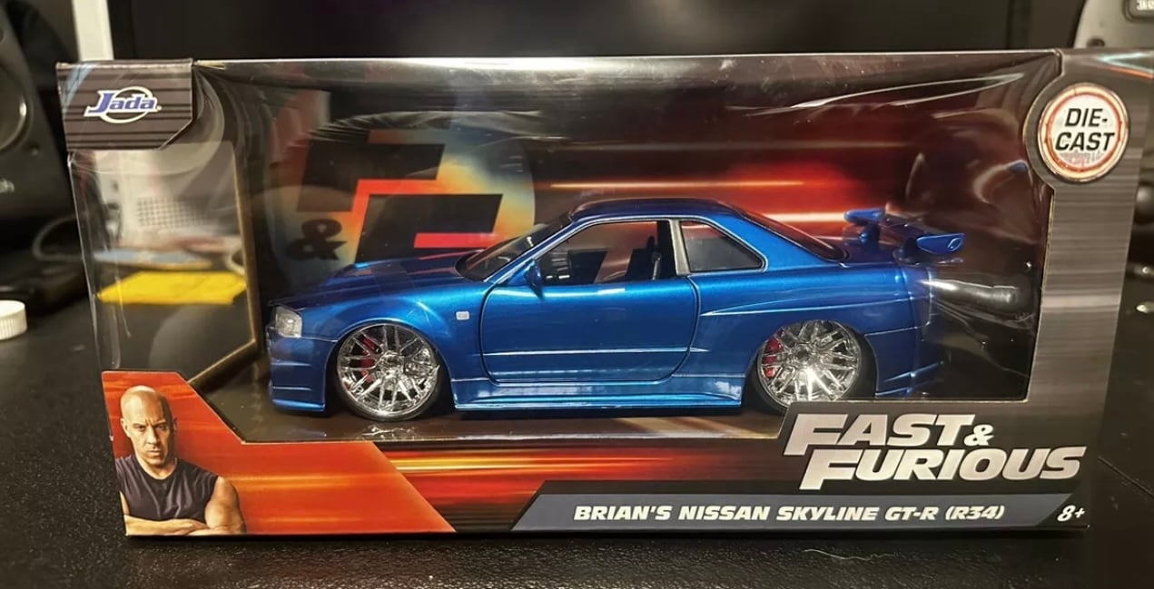 JADA 97173 FAST AND FURIOUS BRIAN'S 2002 NISSAN SKYLINE GT R R34 1:24 BLUE