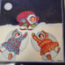 Barbara Lavalee Signed Tile Lot Of 4 - Inuit Alaskan Women Sewing Gathering