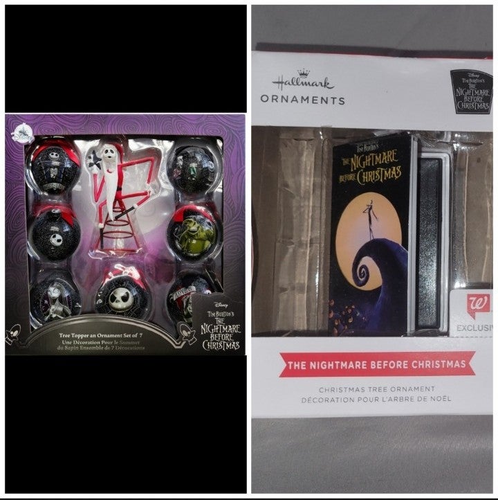 Disney Nightmare Before Christmas Ornament Set Tree Topper Jack & FREE Hallmark