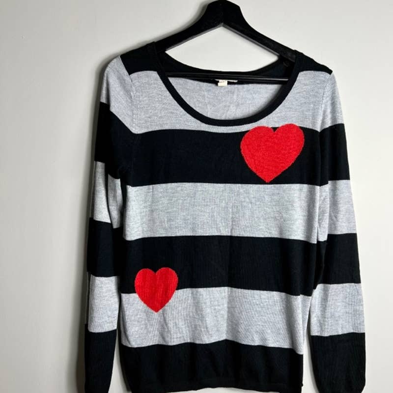 Esprit Striped Heart Scoop Neck Sweater