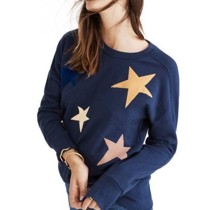 Mile(s) By Madewell Long Sleeve Oversized Starry Sweatshirt Blue Women's Size XL