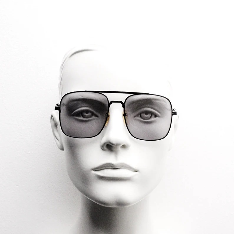 Vintage 70s square aviator sunglasses. Men's metal frame aviators