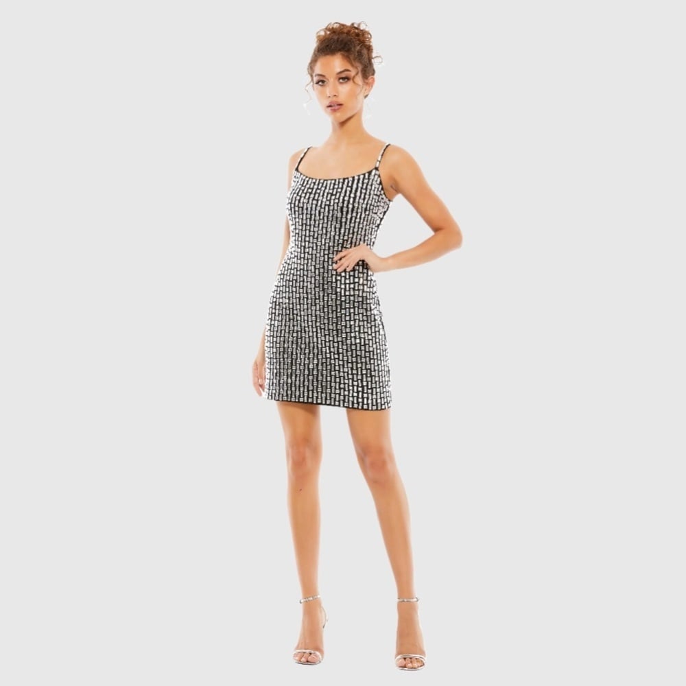 Size 6 MAC DUGGAL 10782 NWT Beaded Tank Mini Dress