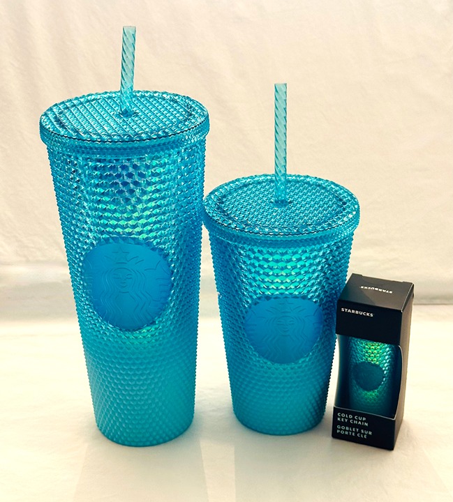 RARE FIND: Complete Starbucks 2023 Winter Glacier Blue Ombre Studded Tumbler Set