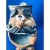 EAKIN Stein Funny Face Coffee Mug Ugly Cowboy Mustache signed Vintage.