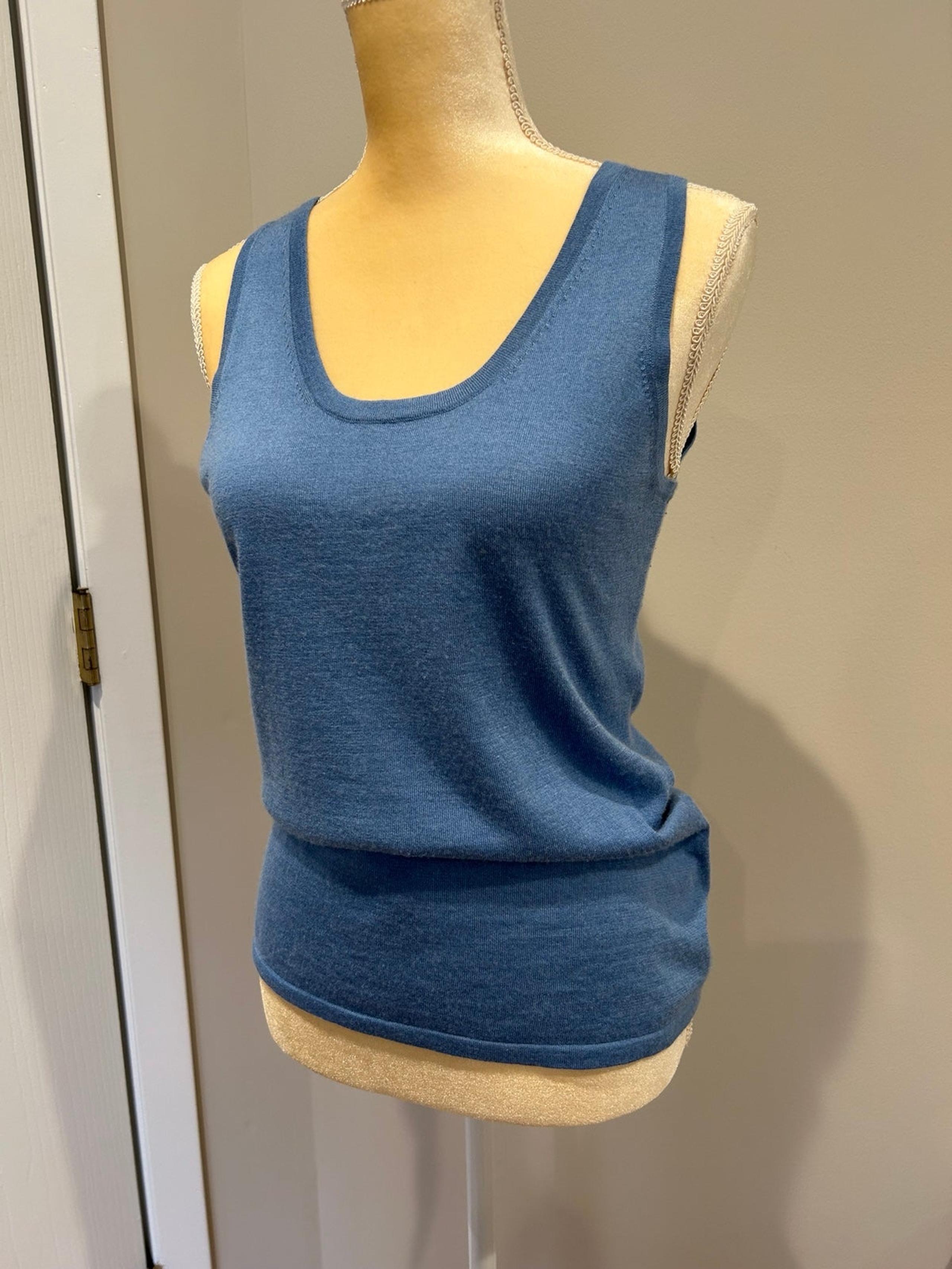 saks fifth avenue cashmere silk tank top size M blue