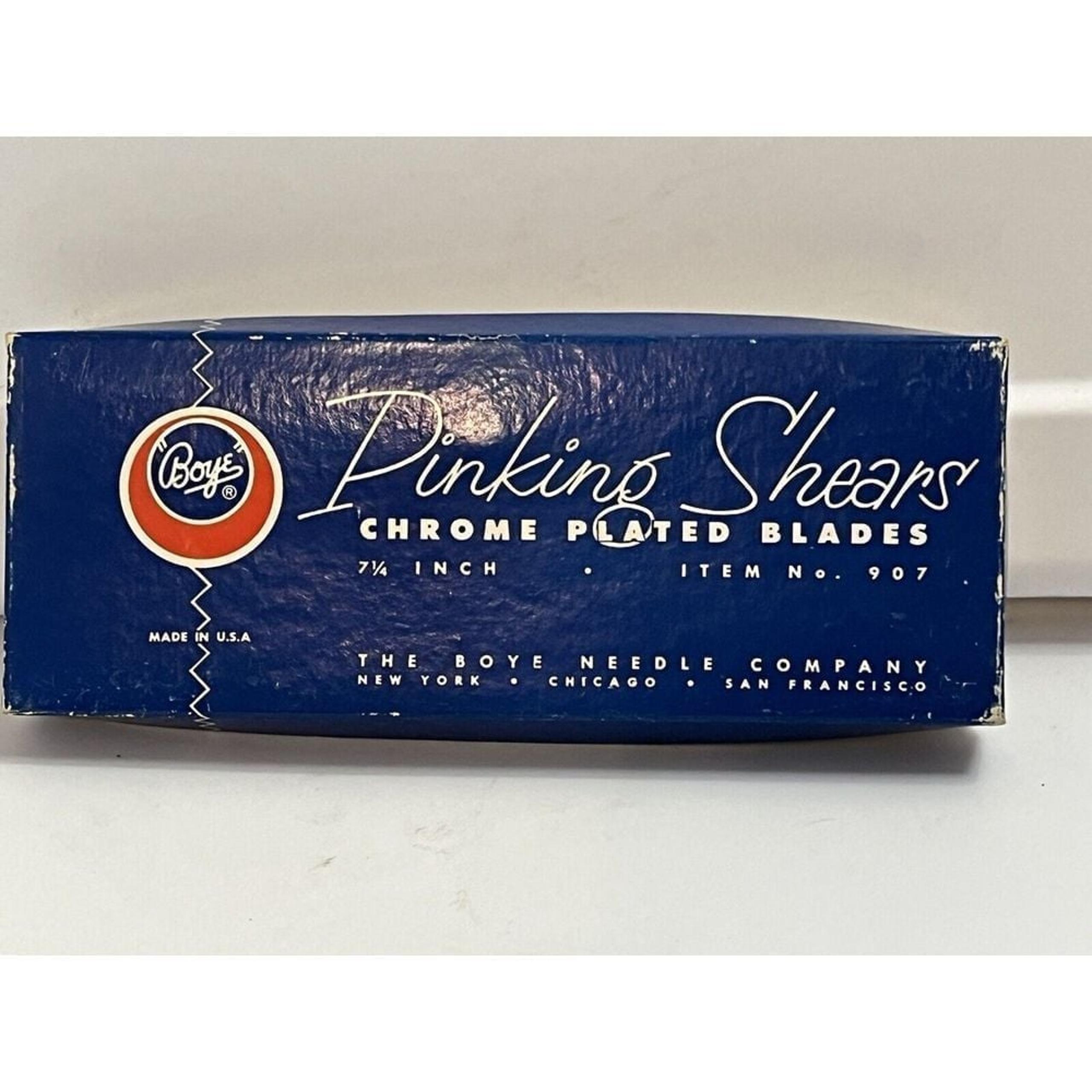 Vintage Boye Pinking Shears 7 1/4 Long Chrome Plated Blades Sewing Scissors