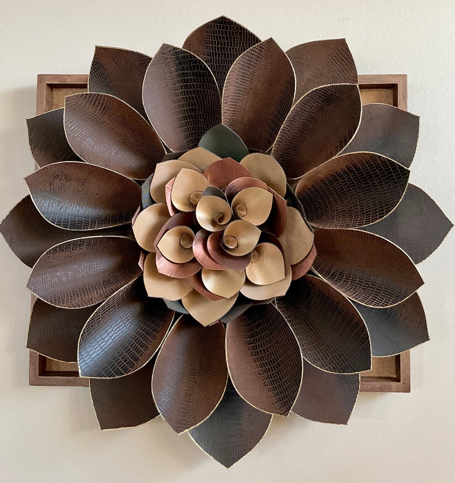 Large Faux Leather Sunflower
