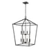 8 Light Matte Black Lantern Geometric Chandelier