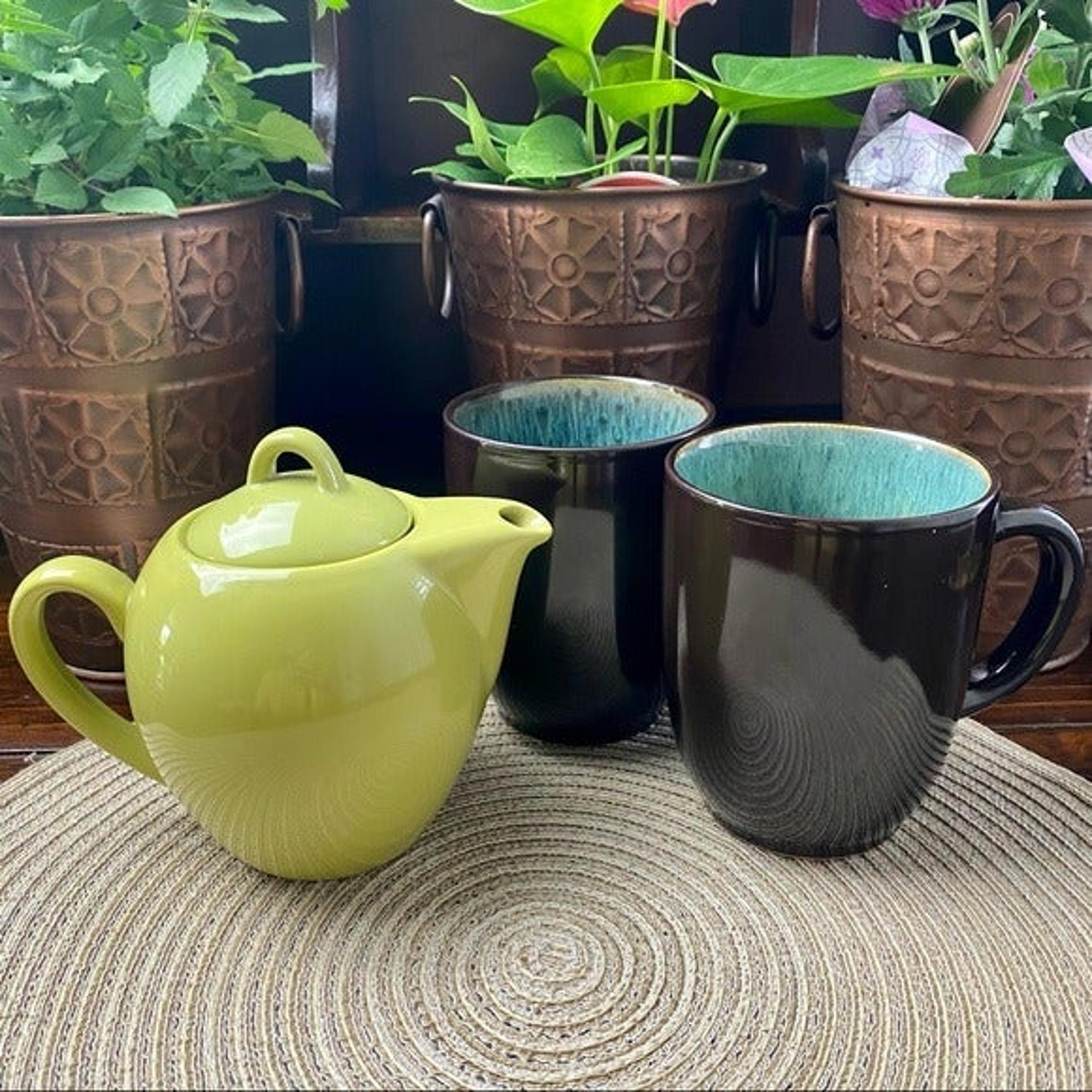 ORIGINS Cafe Two Cup Olive Green Ceramic