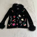 Berek 2 Sweater Women Medium Cardigan Beaded Embroidered Handbags Colorful Black