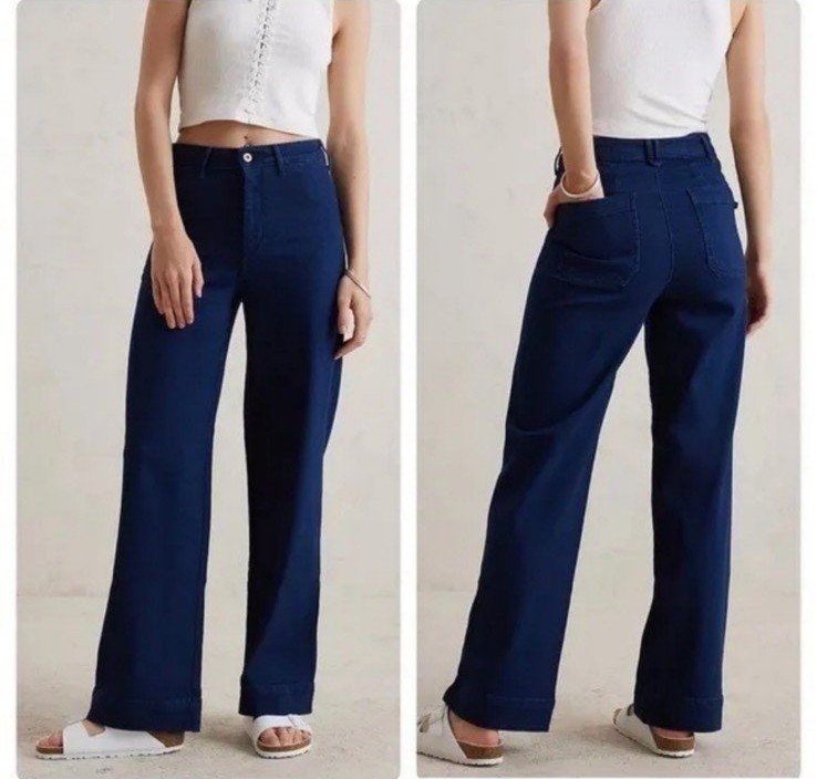Anthropologie Pilcro The Skipper Dark Wash Wide Leg High Rise Jeans Size 30