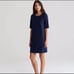 EILEEN FISHER Navy Washable Stretch Crepe Side Zip Shift Dress Medium Petite