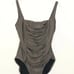 Calvin Klein Women's Ruched Panel One Piece Swimsuit Silver Brown Swimwear Sz 12