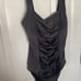 Calvin Klein Women's Ruched Panel One Piece Swimsuit Silver Brown Swimwear Sz 12