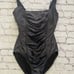 Calvin Klein Women's Ruched Panel One Piece Swimsuit Silver Brown Swimwear Sz 12