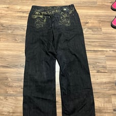 8732 y2k grunge embroidered jeans