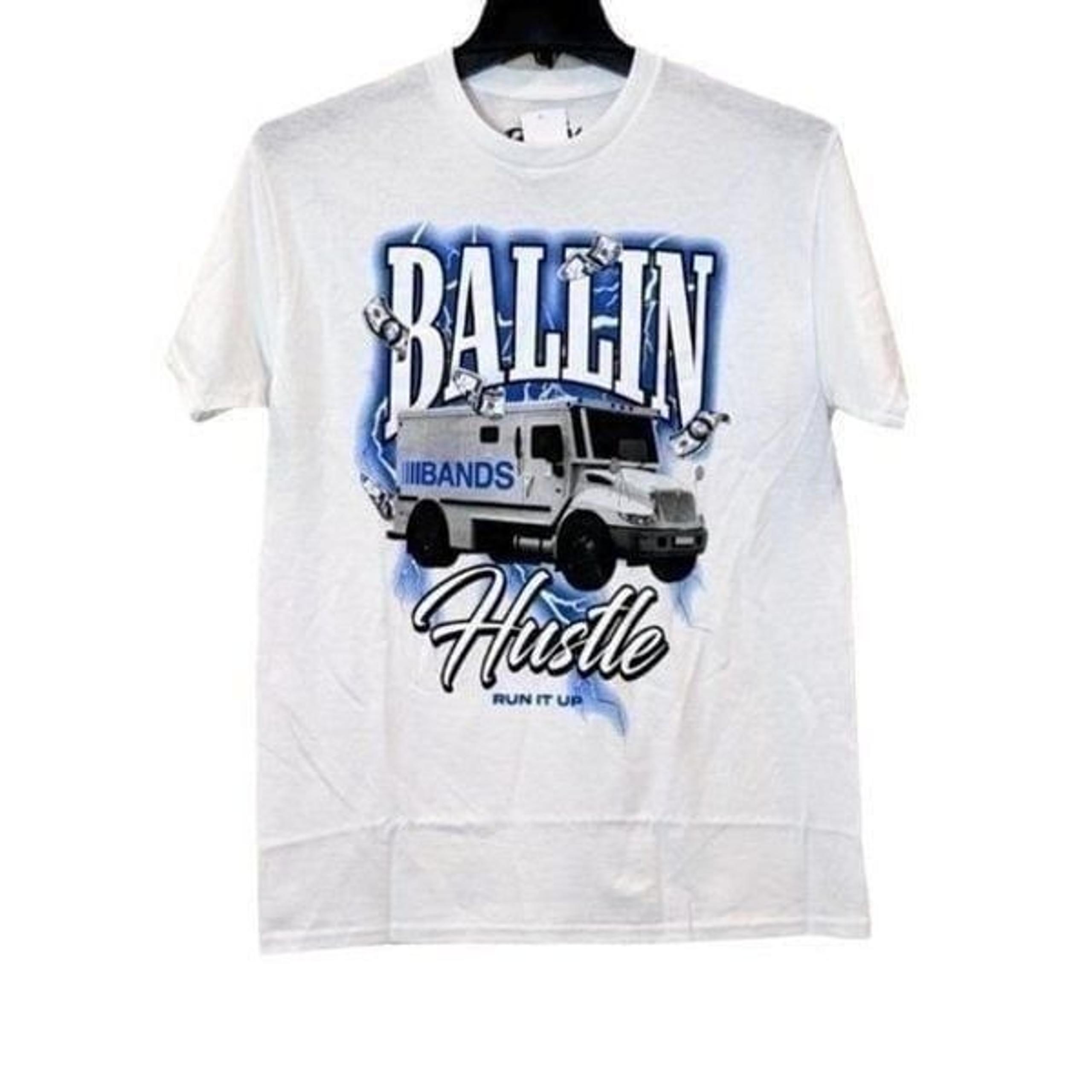 Popular Poison Mens Sz Medium White Ballin Hustle Crew Neck Short Sleeve T Shirt