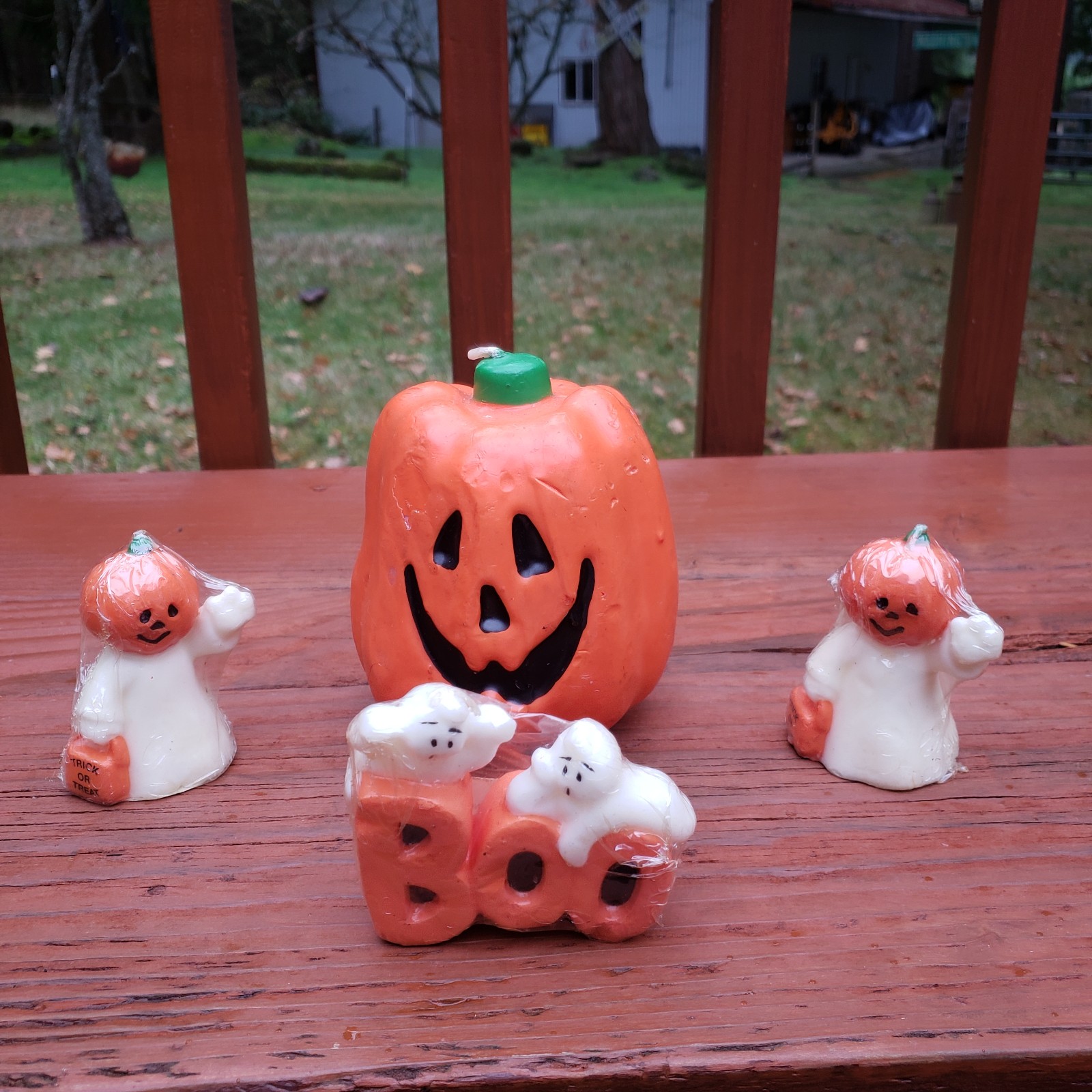 (4) Vintage Themed Halloween 1-Wick Candles (Ghosts and Pumpkins)