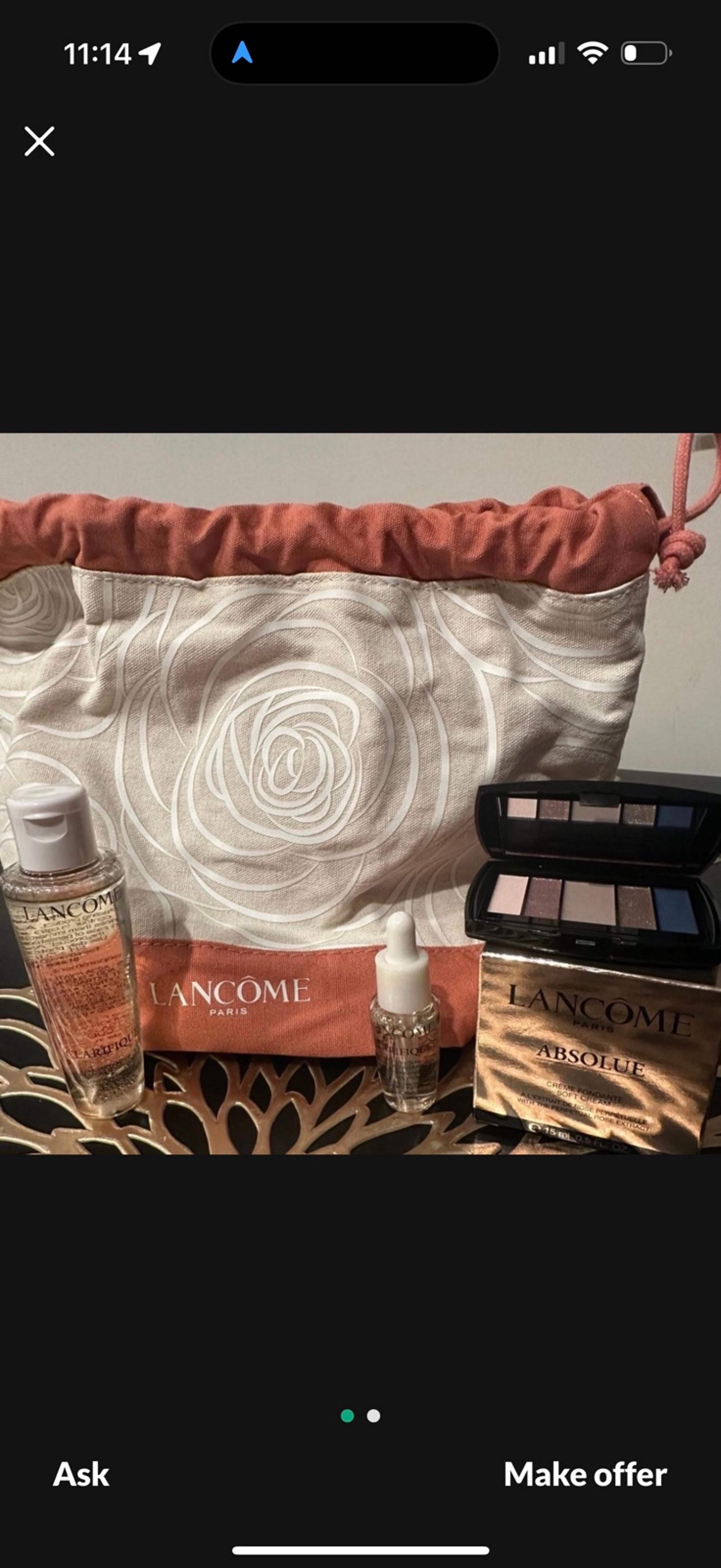 LANCOME 5 PC. COSMETIC SET WITH MAKEUP BAG-NEW