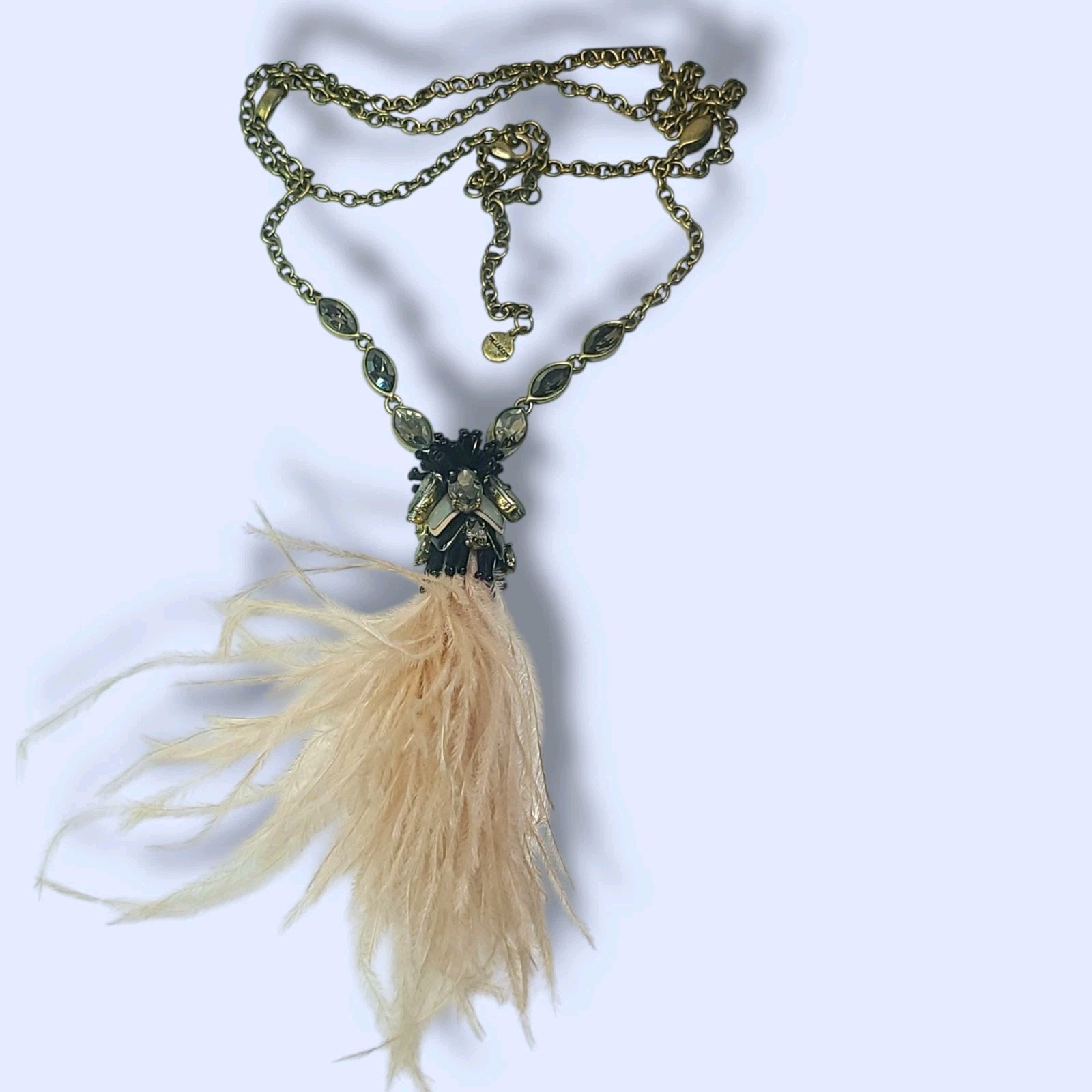 Stella & Dot Feather Tassel Necklace Rhinestones Verona Pendant 28