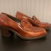 JOAN DAVID Vintage Brown Leather Block Heel Size 38