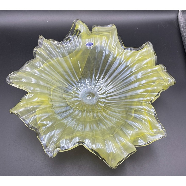 Vintage Lavorazione Arte Murano Large Art Glass Flower Centerpiece Bowl