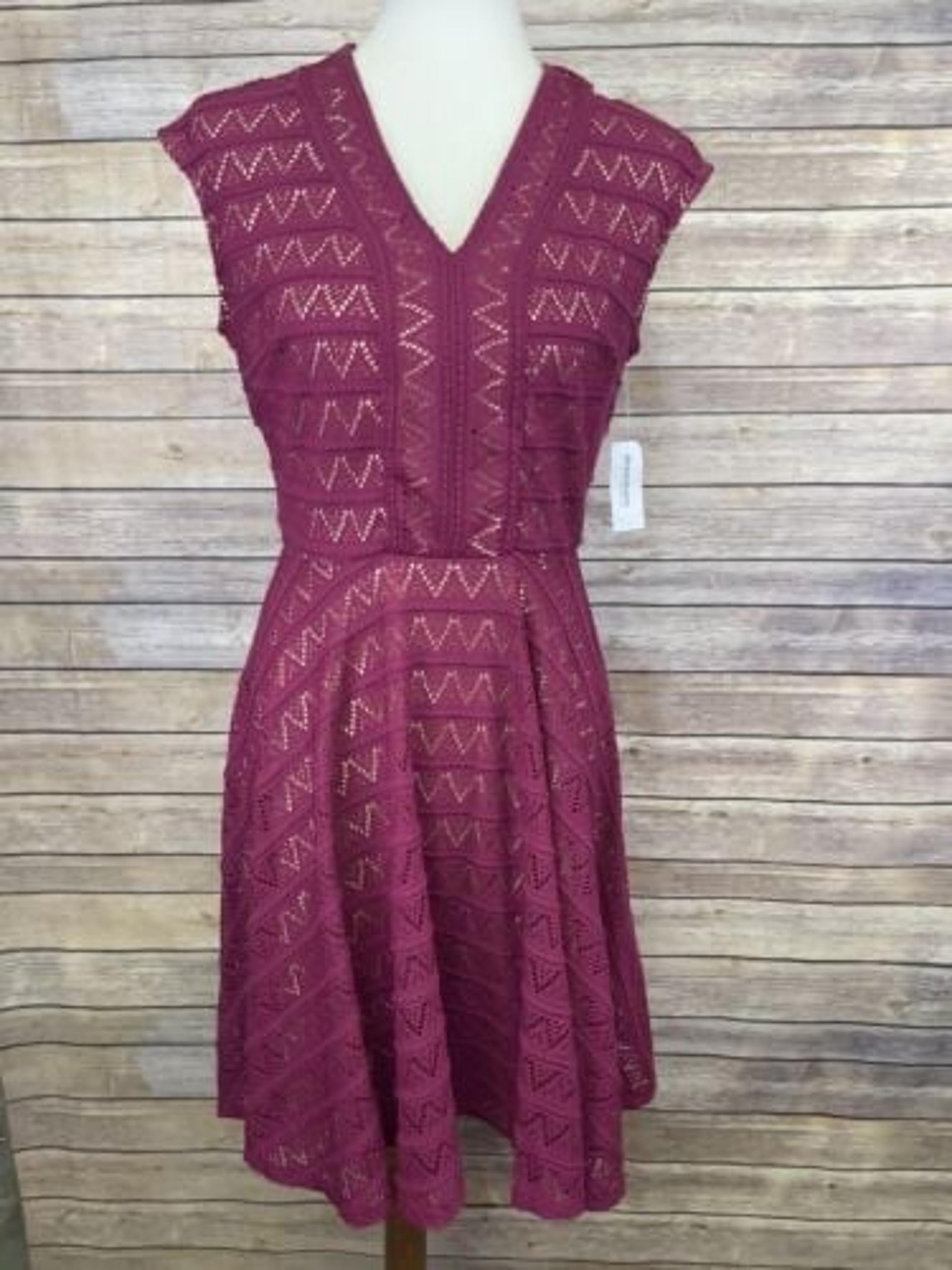 V Neck Raspberry Pink Fit n Flare Dress