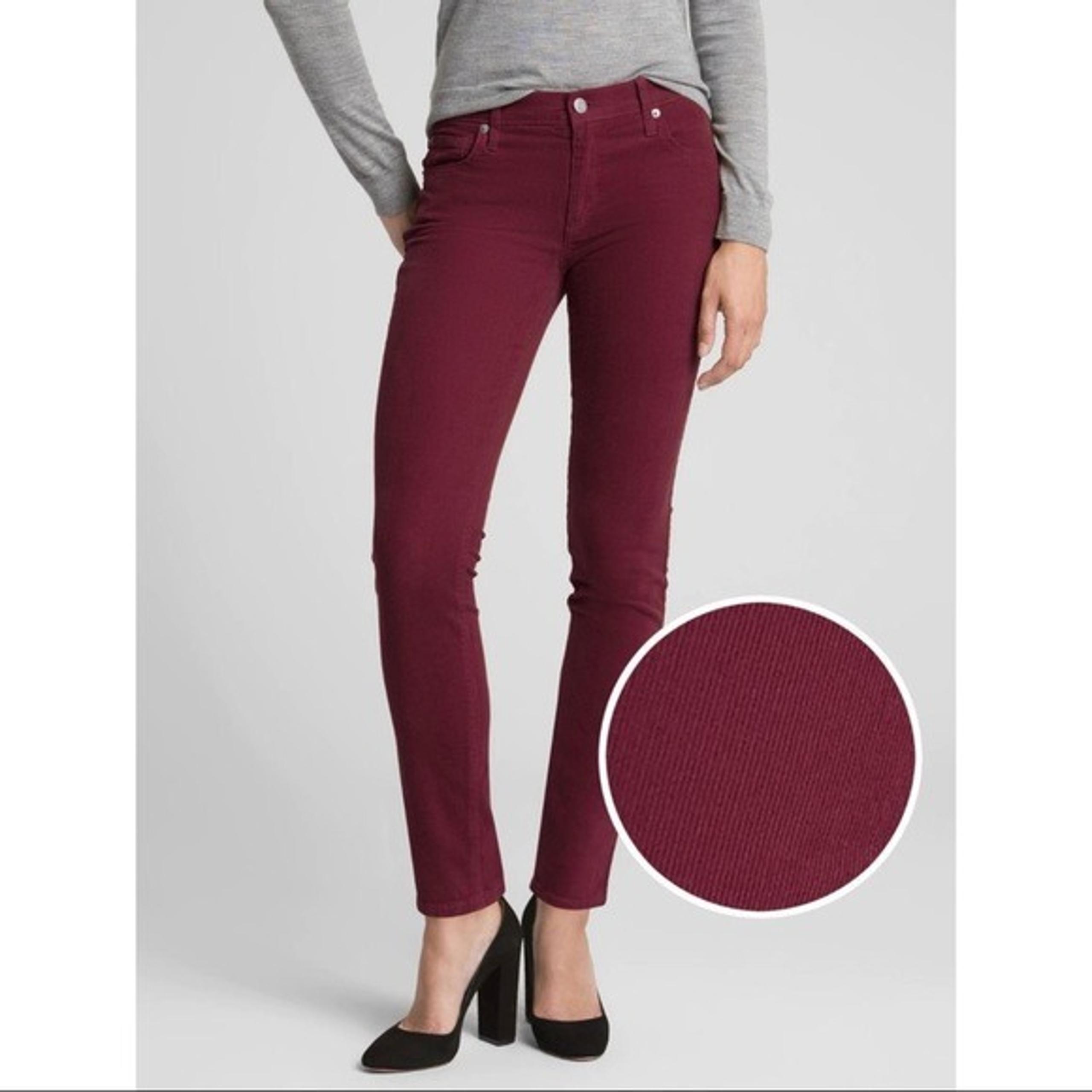 J. Crew Burgundy Toothpick Ankle Corduroy Slim Straight Pants Womens Size 27