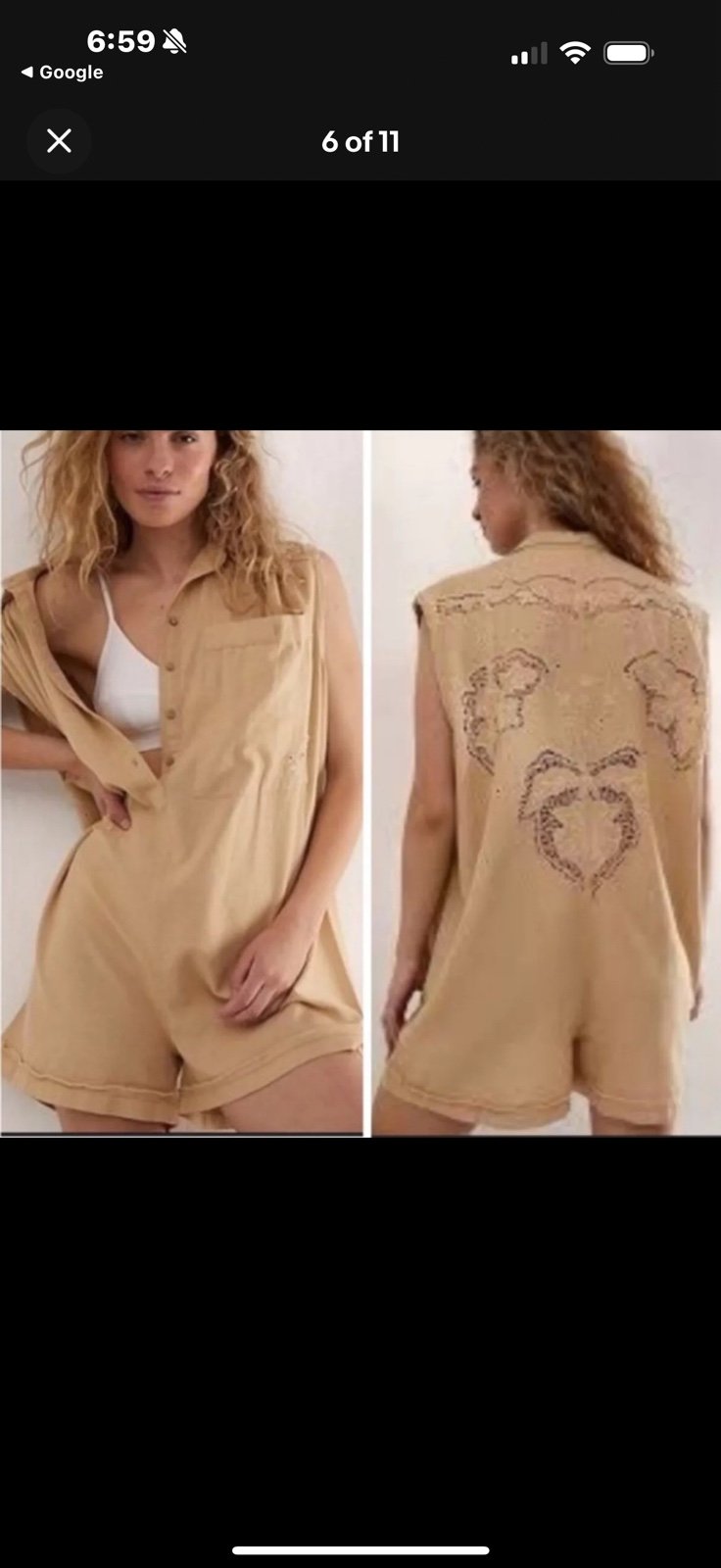 Intimately Free People Oversized Romper Embroidered The Jomo Festival Linen Sz S