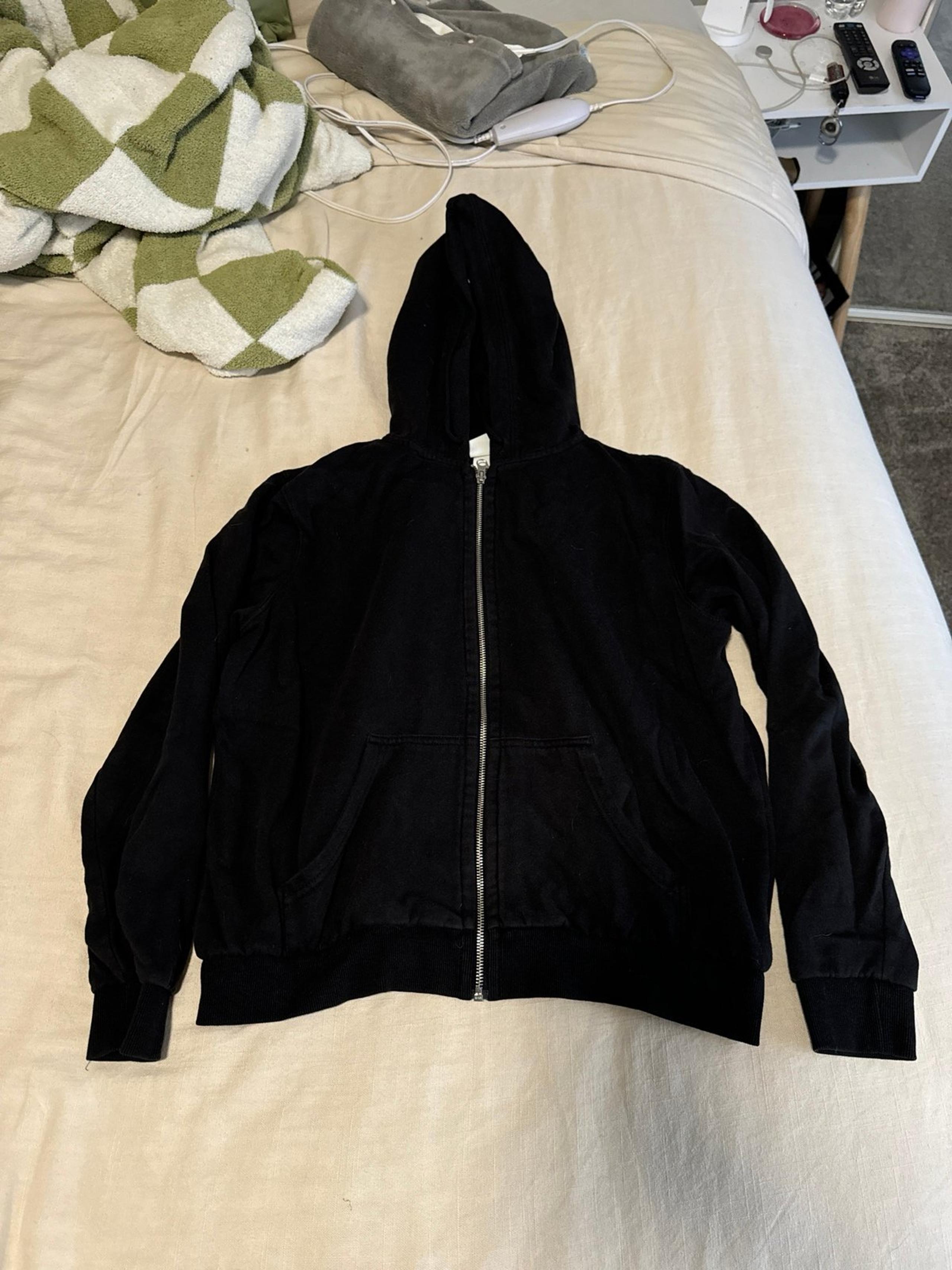 Womens Black Crop Full Zip Hoodie