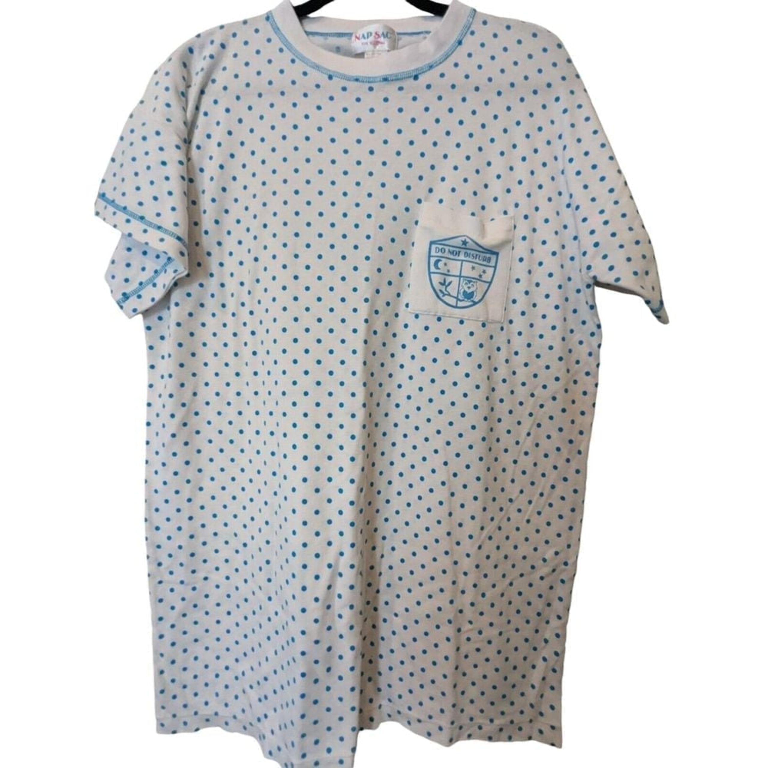 Nap Sac Sleepshirt White Womens One Size Polka Dot Crew Neck Short Sleeve 2720