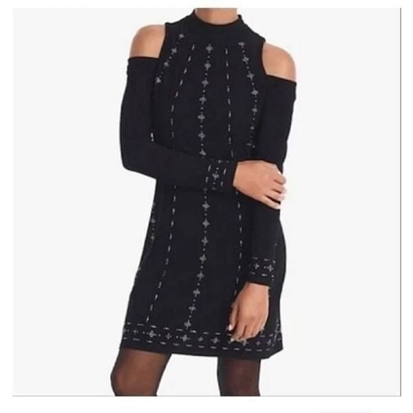 White House Black Market Beaded Cold Shoulder Mini Dress, Size M