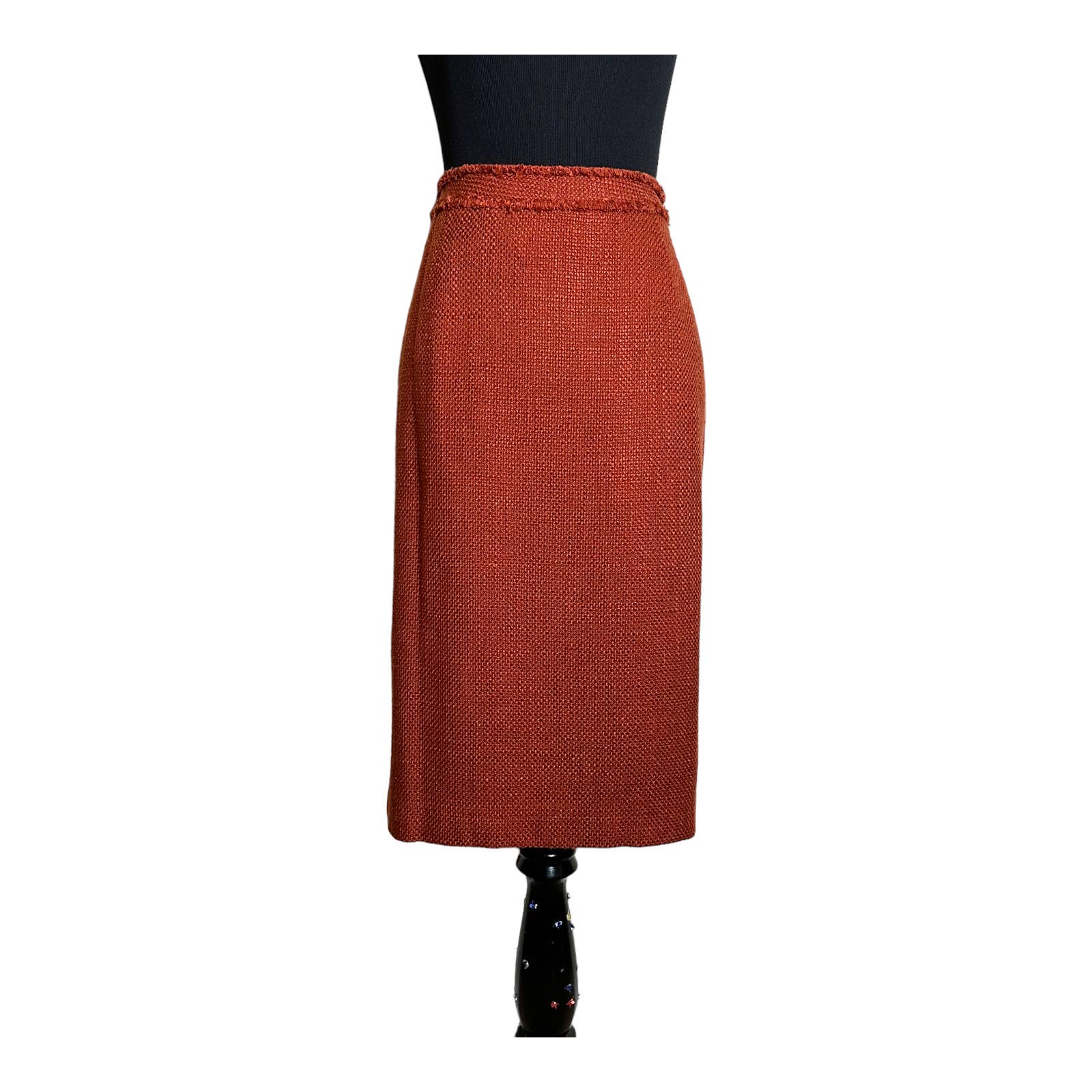 Kasper orange woven lined pencil skirt size 12